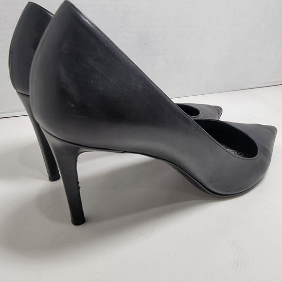 Saint Laurent Stiletto Heels 38 Point Toe Black Leather Classic YSL Paris - Picture 5 of 8